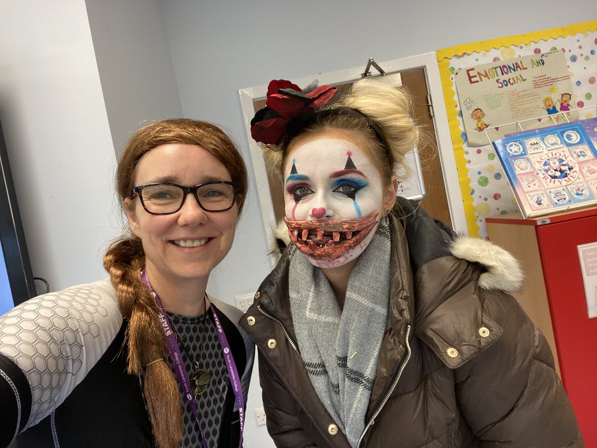 JacqDunc's tweet photo. The BEST Halloween 🎃 celebrations with our PDA Education Support Assistance students today! Such a great way to relax and look after our wellbeing as a class! @StellaMcManus @apignat1 @Angela_R_ELC @HopkirkKay @SLCek @SLC_ELC @slc https://t.co/Kl7y5aRDsM