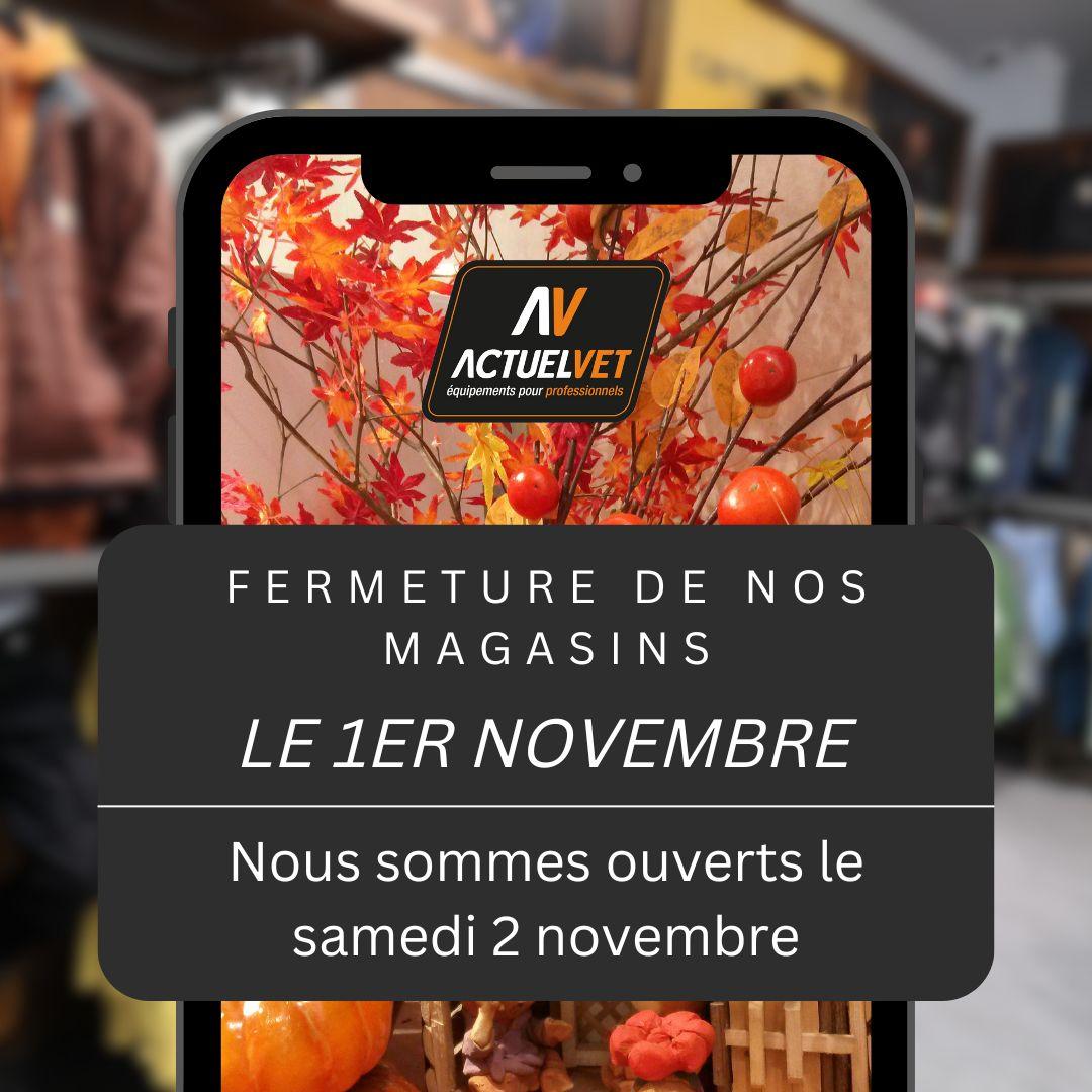 actuelvet's tweet photo. 📢 Information Importante 📢

Nous serons fermés le vendredi 1er novembre pour la Toussaint. Nos magasins serons ouverts le samedi 2 novembre pour vous accueillir.
Merci de votre compréhension et à très bientôt ! 😊

#FermetureExceptionnelle #Toussaint #OuvertSamedi #ActuelVet https://t.co/EnSmky4yL4
