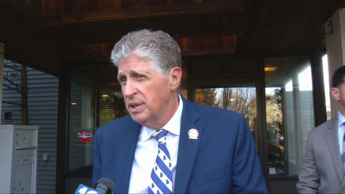 NBC10's tweet photo. NBC 10’s Brian Crandall spoke with Gov. Dan McKee as he exited a radio station interview Thursday morning. Crandall asked for the governor’s response to the end of the ILO investigation. @nbc10_brian 

https://t.co/NKnWGaJzst https://t.co/pbrXTN1KoW