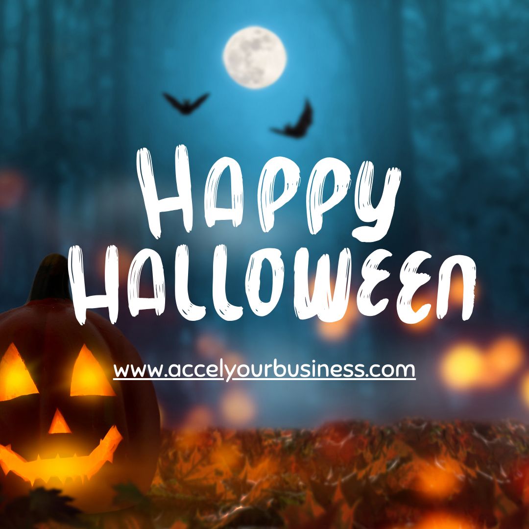 accelyourbiz's tweet image. Happy Halloween, everyone! Whether you’re dressing up in spooky costumes, carving pumpkins, or indulging in sweet treats, we hope your day is filled with fun and a little fright! Share your favorite Halloween moments with us!  #HappyHalloween #SpooktacularFun