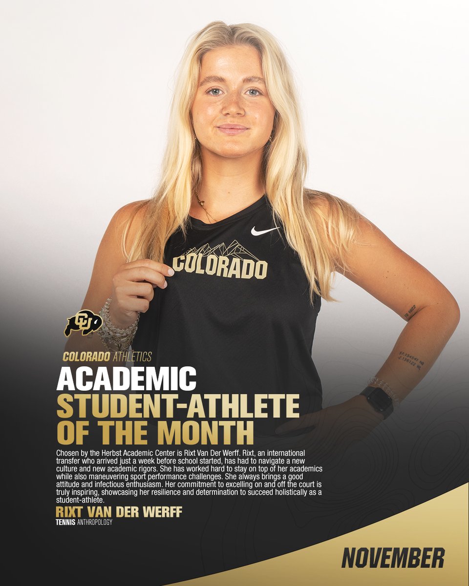 HerbstAcademicCenter (@buffshacademics) on Twitter photo Congratulations to Rixt van der Werff for being selected as one of our Herbst Academic Center student-athletes of the month for November!
<a href="/CUBuffsWGolf/">Colorado Buffaloes Women's Golf</a>
<a href="/cubuffslead/">CU Buffs Leadership & Career Development</a>
@nfoura12 #HACademcis #GoBuffs #STUDENTathlete Congratulations to Rixt van der Werff for being selected as one of our Herbst Academic Center student-athletes of the month for November!
<a href="/CUBuffsWGolf/">Colorado Buffaloes Women's Golf</a>
<a href="/cubuffslead/">CU Buffs Leadership & Career Development</a>
@nfoura12 #HACademcis #GoBuffs #STUDENTathlete