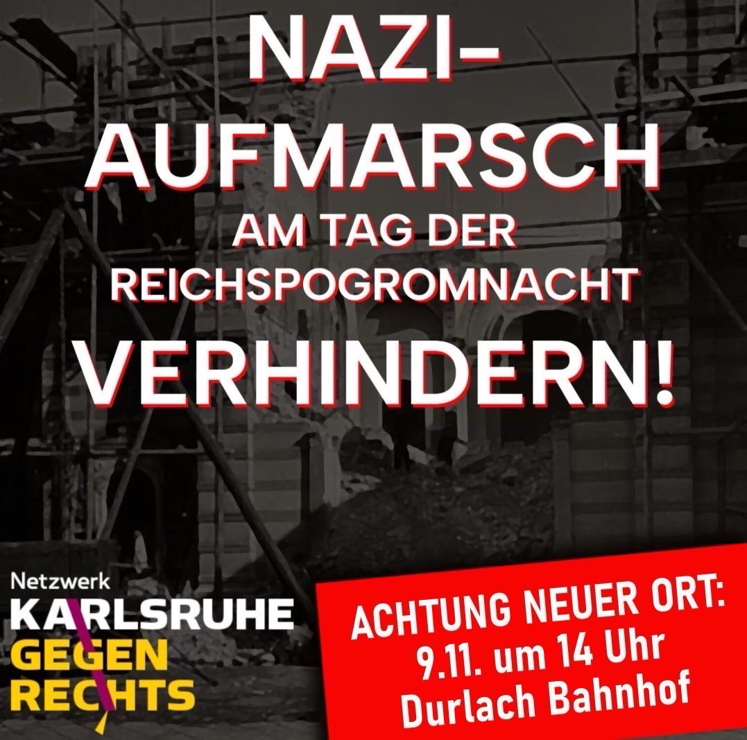 Naziaufmarsch findet nun in Karlsruhe-Durlach statt!
#ka0911