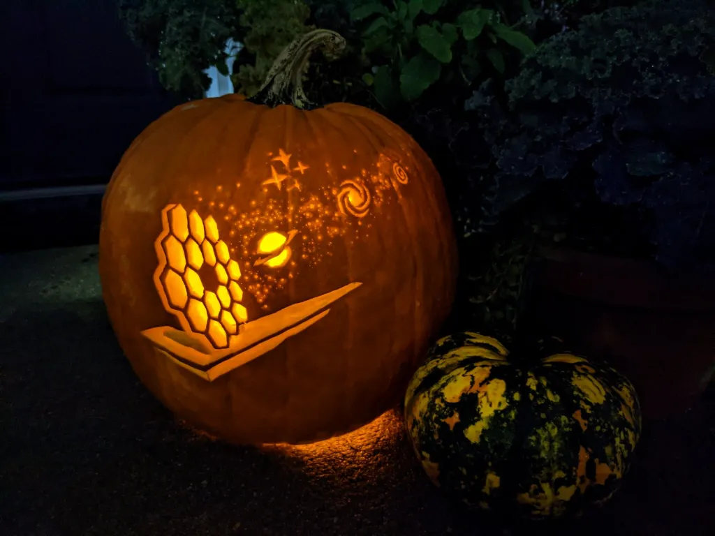 NASAglenn's tweet photo. Happy #Halloween! 🎃✈️🚀 We've been enjoying seeing the #NASAPumpkin creations from across the agency. Which one is your favorite? https://t.co/FWZDSU8Dce