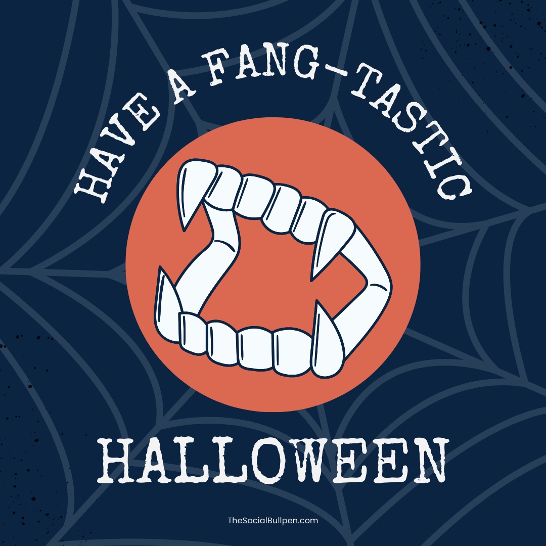 SocialBullpen's tweet photo. We hope you all sink your teeth into some sweet treats today! 🍬Have a fang-tastic Halloween from all of us at the 'Pen! https://t.co/oIl5bF5hxn