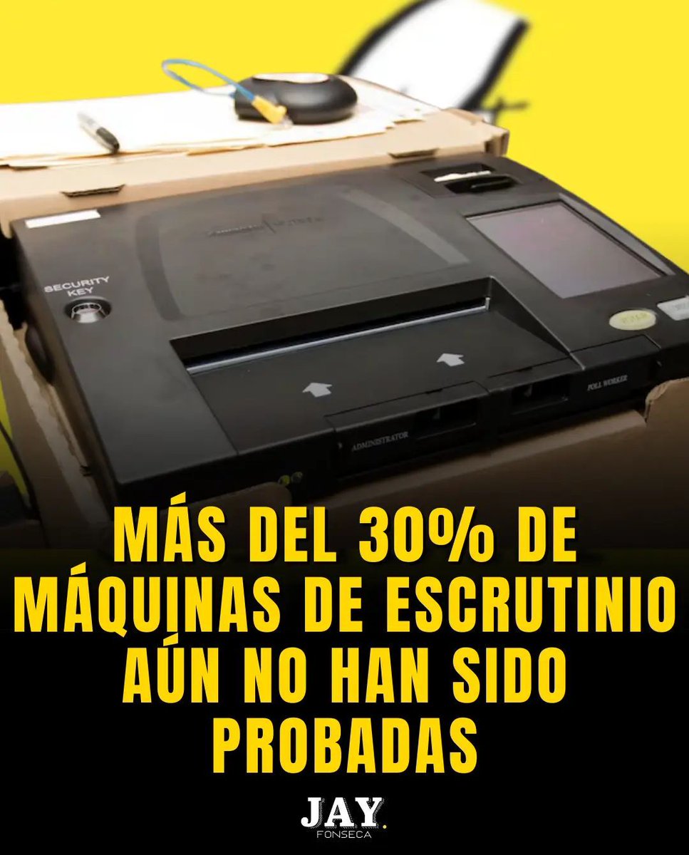 🗳️De las 6,073 máquinas de escrutinio electrónico que tiene la Comisión Estatal de Elecciones, unas  2,247 permanecían ayer sin que fueran evaluadas y sin que se les haya realizado pruebas de lógica y precisión.

🔍A cinco días de las elecciones generales, el comisionado