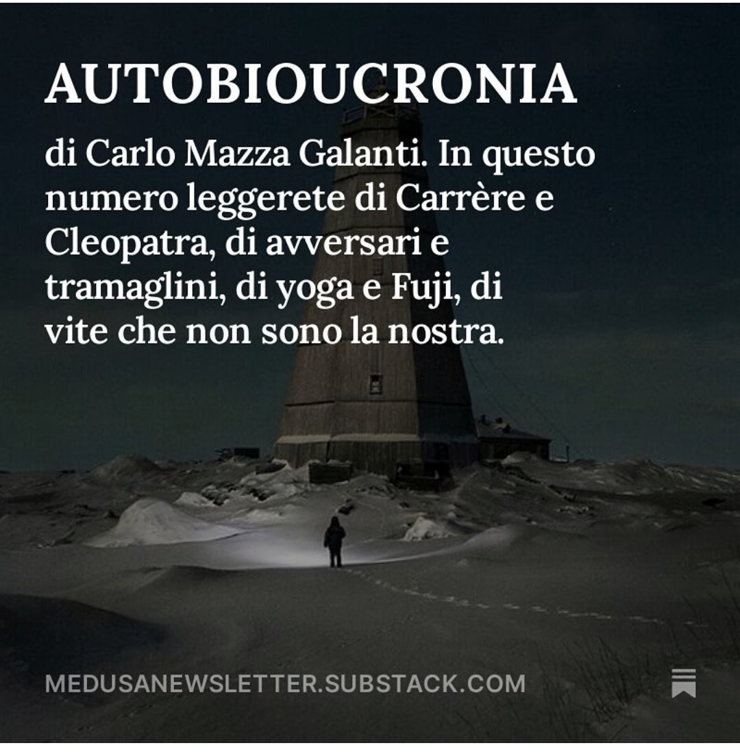 In "Ucronia" Carrère quasi senza accorgersene mette a fuoco il centro della sua poetica: il rifiuto di essere se stessi. Ne ho scritto su Medusa. <a href="/adelphiedizioni/">Adelphi Edizioni</a>
medusanewsletter.substack.com/p/autobioucron…