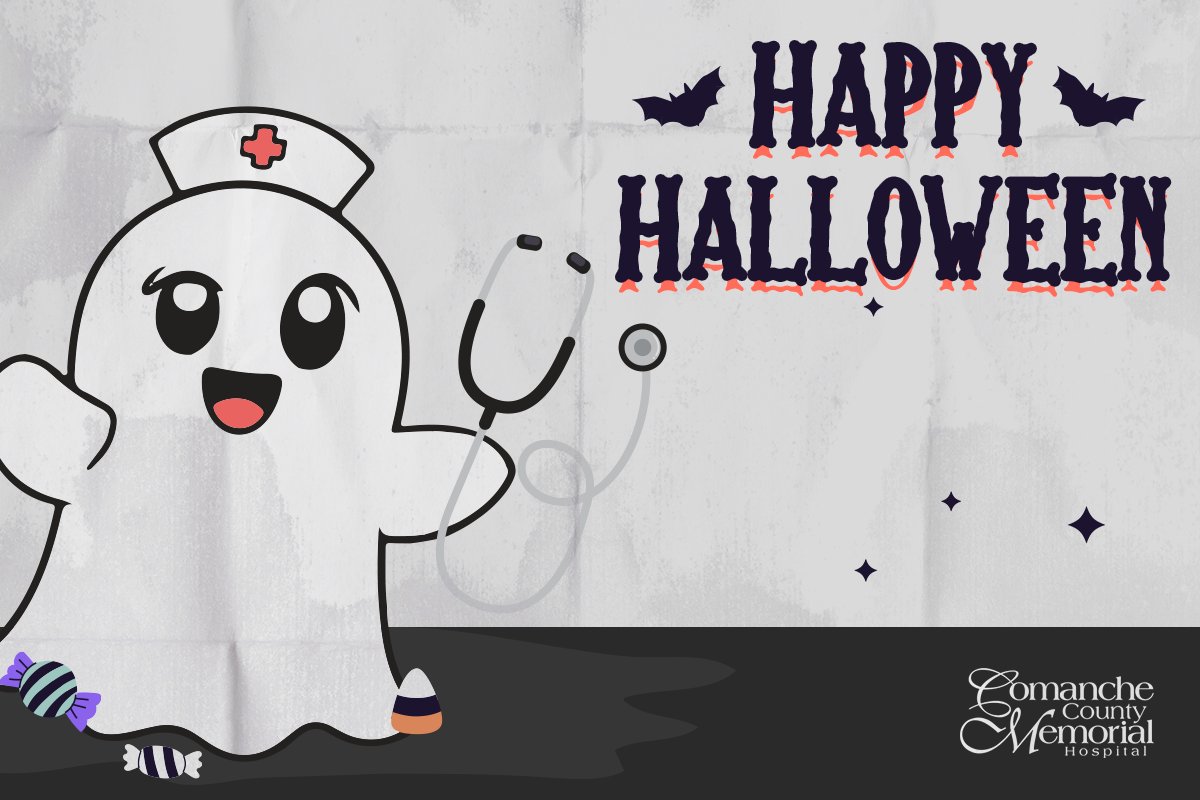 MHSWOK's tweet photo. Happy Halloween from CCMH! 👻 We’re here to scare away those pesky illnesses &amp; provide you with some sweet relief. 🍭 Don’t forget to eat your veggies &amp; get plenty of rest, or we just might turn you into a pumpkin!  🎃

#HappyHalloween #HealthcareHumor #TrickOrTreat #CCMH https://t.co/XaJuPXzh8X