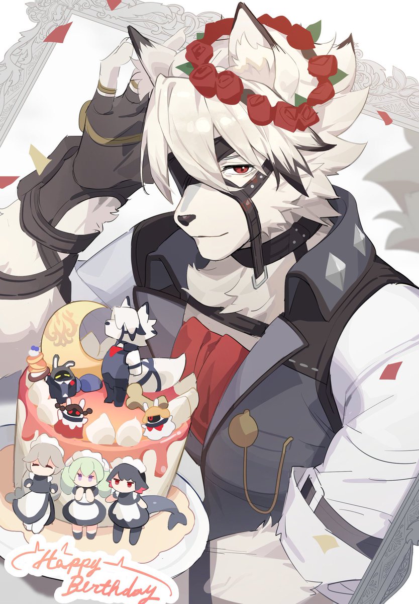DoseisanUt's tweet photo. ライカンとOCちゃん達🐺🐱🐼
 #今月描いた絵を晒そう https://t.co/pJ481JPcov