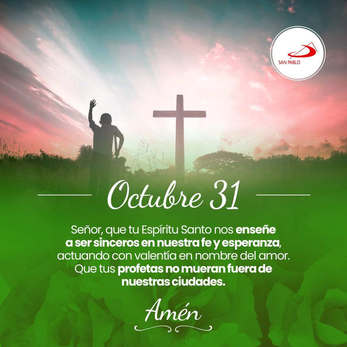 sanpablopa's tweet photo. Señor, que tu Espíritu Santo nos enseñe a ser sinceros en nuestra fe y esperanza, actuando con valentía en nombre del amor. Que tus profetas no mueran fuera de nuestras ciudades. Amén.

🙌 Feliz jueves 🙌 https://t.co/5bJGiHHkSV