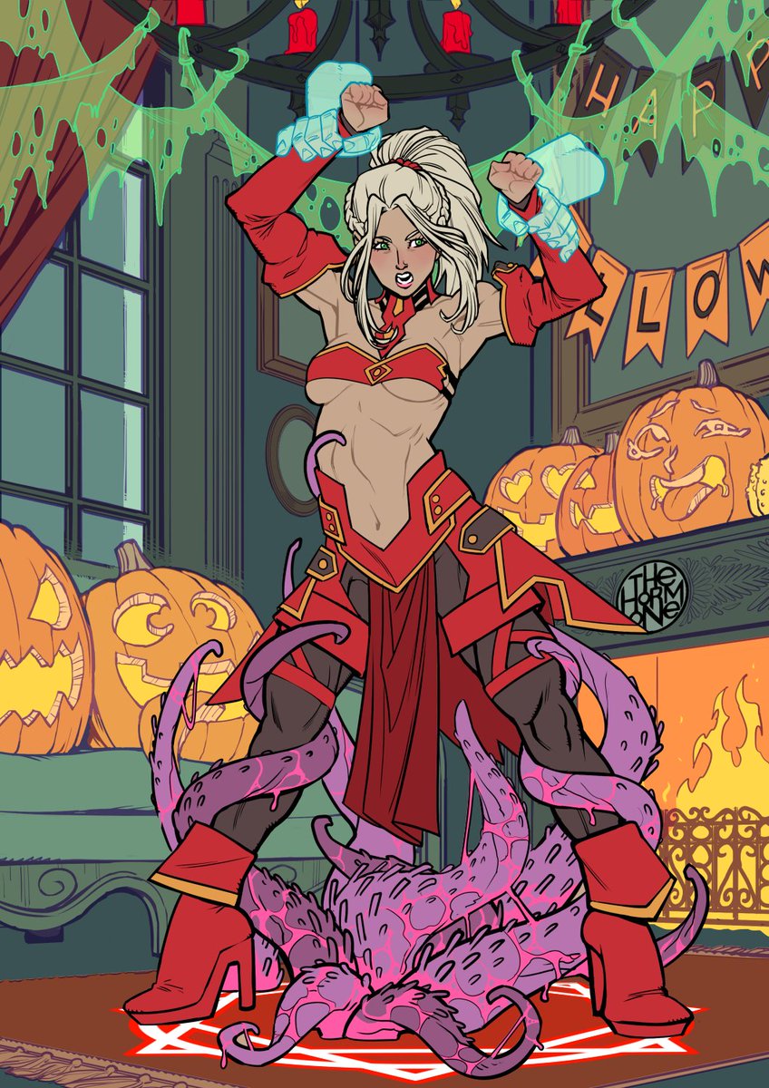 Here Elana (<a href="/Area69CEO/">Solace</a>'s OC) in cosplay having a very spooky #halloween party! 🎃 If you want to see a spicier version please stay tuned and show some love on this post ✨
#art #tentacle #ghost #spicy #hot #cosplay