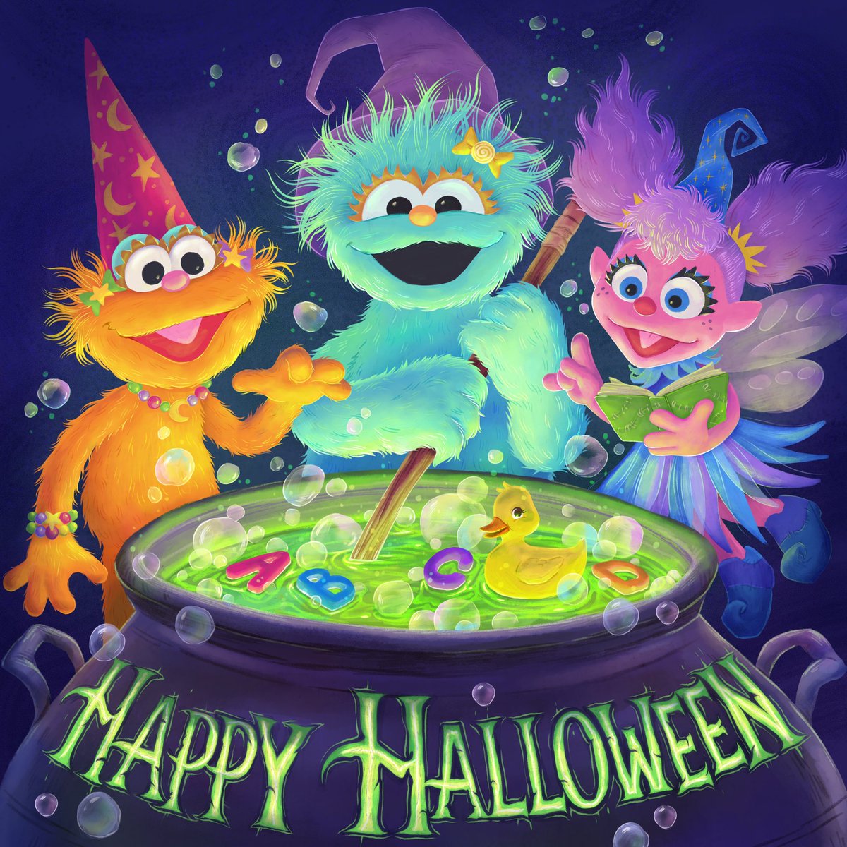 sesamestreet's tweet photo. Oh look, another glorious Halloween! Wishing a fun, safe, and spell-tastic night of trick-or-treating to all our friends! #Halloween https://t.co/nAmYqO1mU5