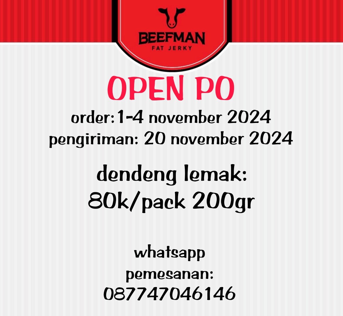 FatBeefman's tweet photo. Gaeees maaf ya ketiduran 10 bulan wkwkwk, open po ya dendeng lemak dan bisa pesen ke https://t.co/ntAJdFhPIr ditunggu ya ❤️ https://t.co/jFUsbddsni
