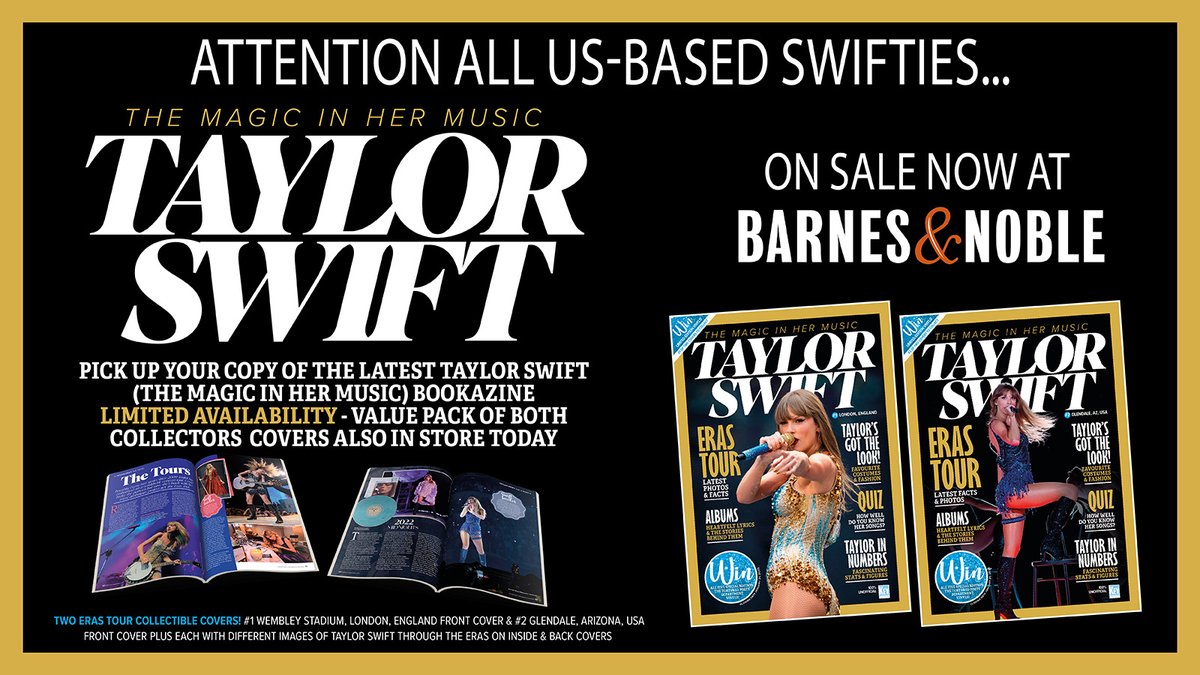 KeyPubBooks's tweet photo. Attention US-based Swifties! Taylor’s back! Celebrate her Eras Tour finale with the “Taylor Swift – The Magic In Her Music” bookazine, now at @BNBuzz Hurry, limited stock! https://t.co/yw23clGy3V