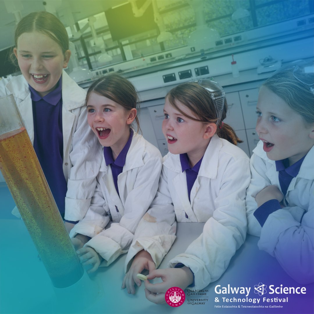 uniofgalway's tweet image. Gaelscoil Mhic Amhlaigh students are ready for Galway Science and Technology Festival at University of Galway campus on Sunday, 10 November 2024. Be ready to book your tickets on 👉galwayscience.eventbrite.ie

#UniversityofGalway #GSTFestival #galwayscience