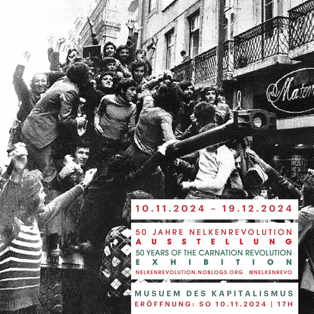 Am 25.04.`74 stürzte ein Militärputsch das faschistische Regime in Portugal. War eine Revolution, gar ein Portugiesischer Sozialismus möglich? 
<a href="/nelkenrevo/">Ausstellung 50 Jahre Nelkenrevolution</a> haben zum 50ten Gedenktag eine Ausstellung zum Thema gemacht, die ab 10.11. | 17h bei uns zu sehen ist!
