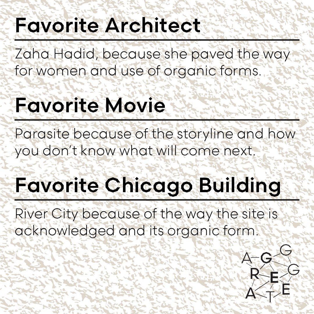 AggregateStudio's tweet photo. Favorite Movie: Parasite because of the storyline and how you don't know what will come next.

Favorite Chicago Building: River City because of the way site is acknowledged and its organic form.

📷: @AngieMcMonigal https://t.co/Rj3VMfmVbI