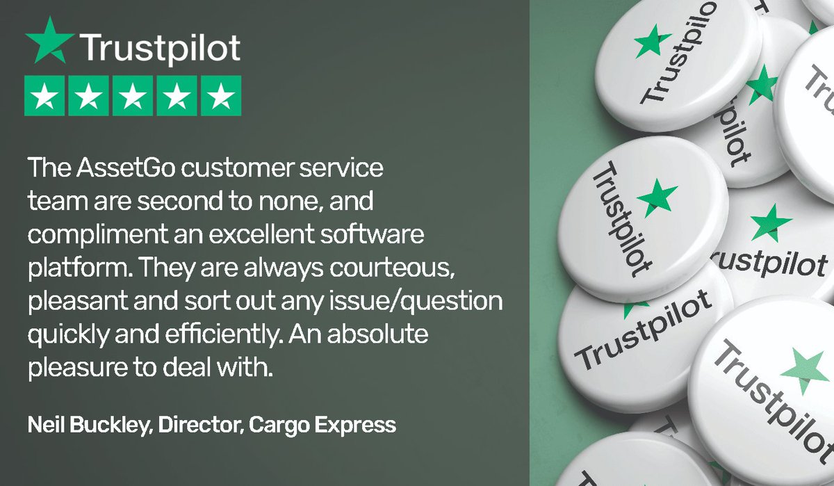We’re excited to share a five-star Trustpilot review from Neil Buckley, Director, Cargo Express! As we’ve recently joined Trustpilot, we’d love to hear from AssetGo users.
To leave your feedback -
uk.trustpilot.com/review/assetgo…

#customerreview #trustpilot #fleetmanagement