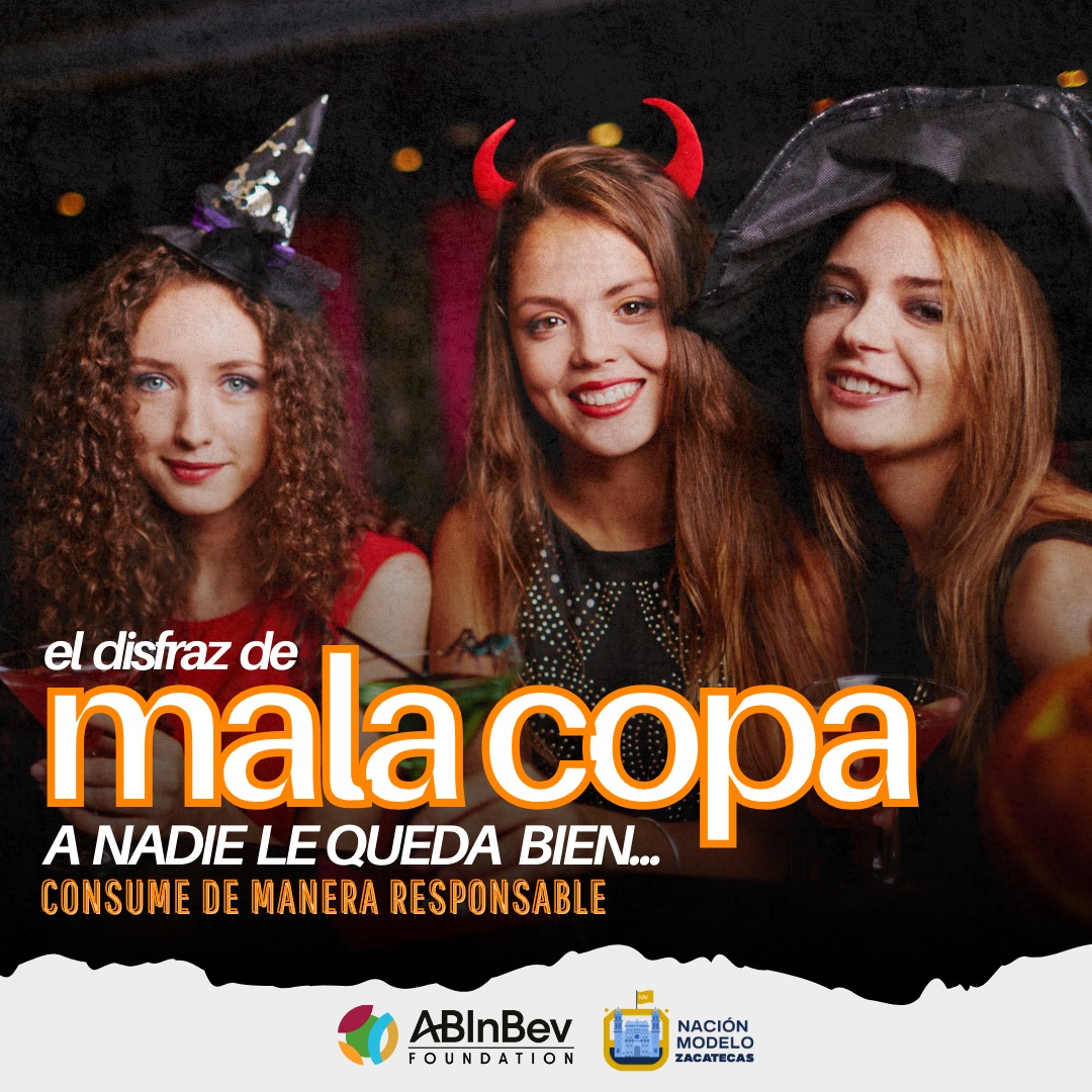 zacciudadmodelo's tweet photo. Hoy disfrázate de lo que quieras, para dar miedo, risa o diversión, pero recuerda que el disfraz de "mala copa" a nadie le queda bien. 🎃

#Halloween #ABInBev #ConsumoResponsable #ZacatecasNaciónModelo https://t.co/UJ7HYmikG3