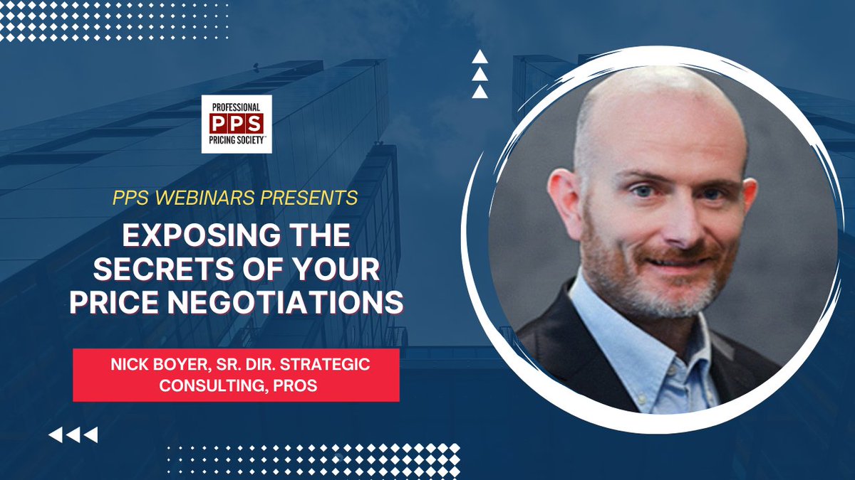 PROS Sr. Director of Strategic Consulting, Nick Boyer, preps to lead an exceptional discussion covering the secrets of price negotiations in his upcoming November PPS webinar. Register here to learn more! bigmarker.com/professional-p…