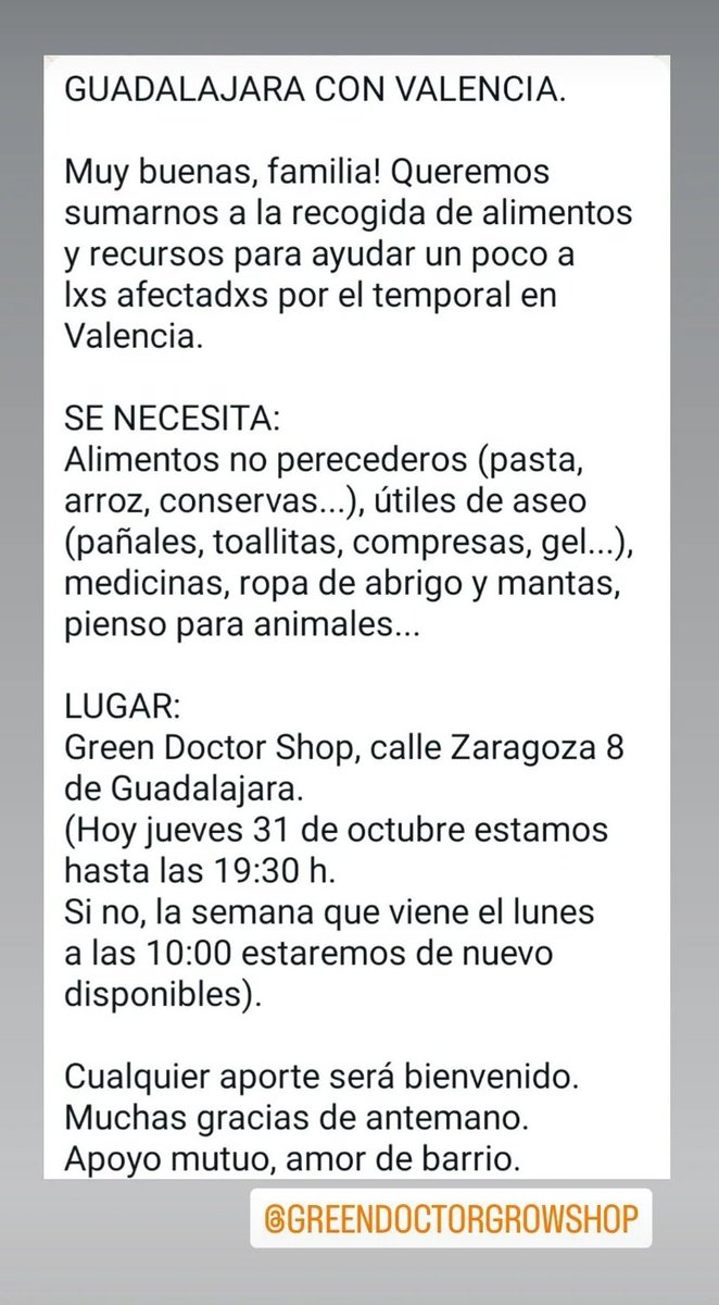 ruubengz's tweet photo. Buenas tardes gente. Se ha habilitado un punto de recogida de bienes de primera necesidad en Guadalajara, en el grow de la calle Zaragoza, cualquier aportación será bien recibida. Difusión porfa. https://t.co/tqJxK0DW4y