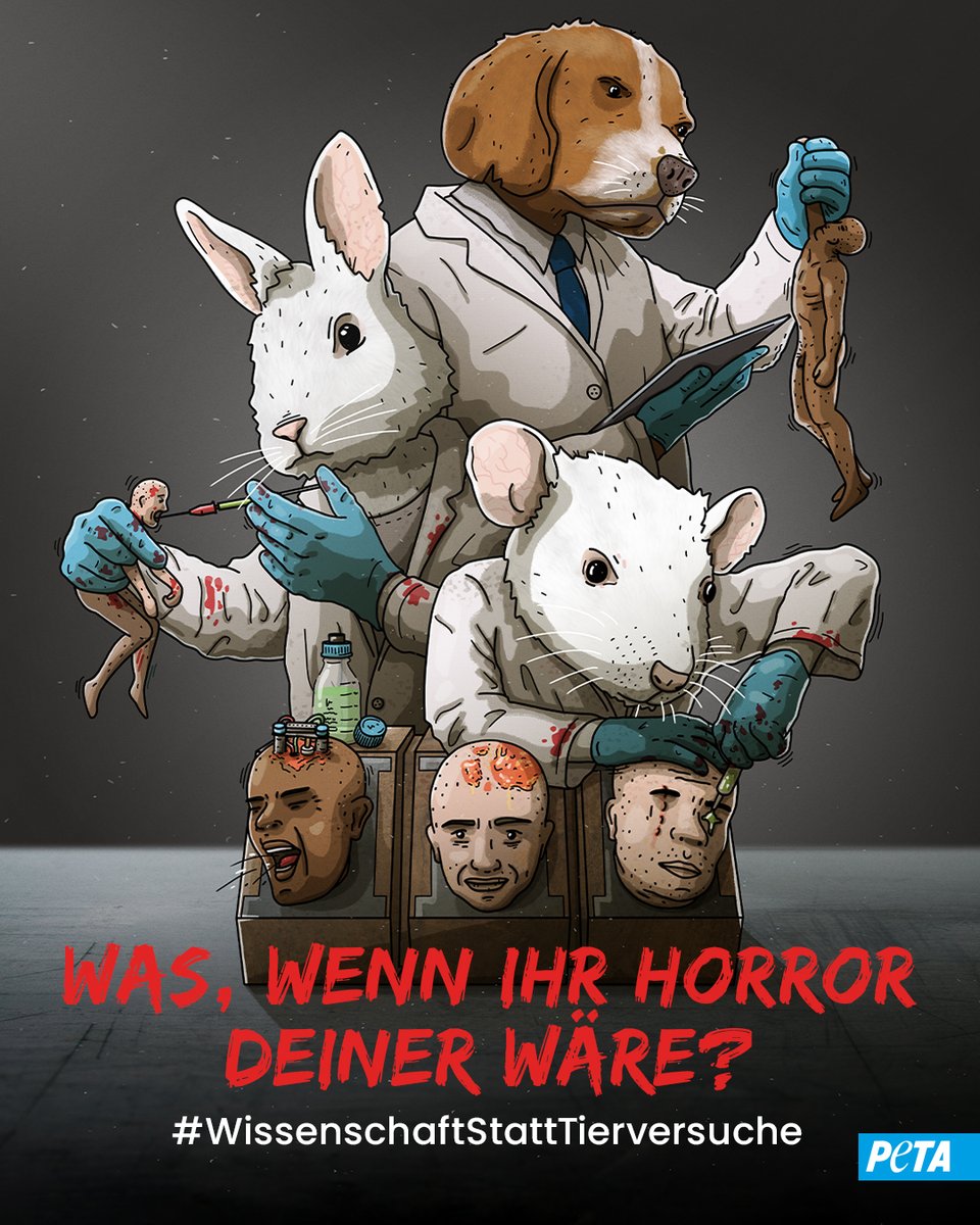 Ihr mögts gruselig zu #Halloween ⁉️ Dann stellt euch mal folgendes vor: Was wäre, wenn IHR Horror DEINER wäre?! 😳😳
Es wird Zeit für einen Ausstieg aus Tierversuchen! 
Jetzt helfen: action.peta.de/page/156720/do…