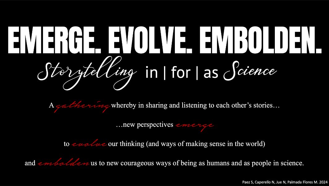 EBPJEDI's tweet photo. REMINDER Hi friends! A reminder to join us today Thurs 31 Oct 1pm EST at #BG24 for Emerge Evolve Embolden, a gathering on storytelling in, for, and as science @sadyepaez @DrJueFish @palmadamarc @EBPgenome
#EmergeEvolveEmbolden #storytelling #communityscience https://t.co/Kn3mf0NEG6