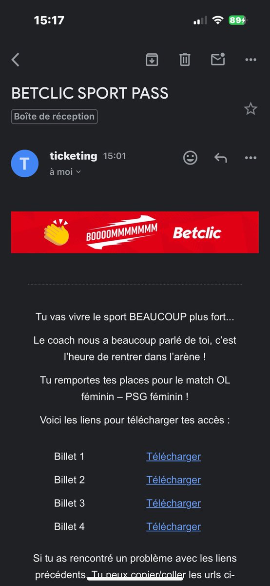 4 place à vendre pour le match ol psg passer mp pour les prix