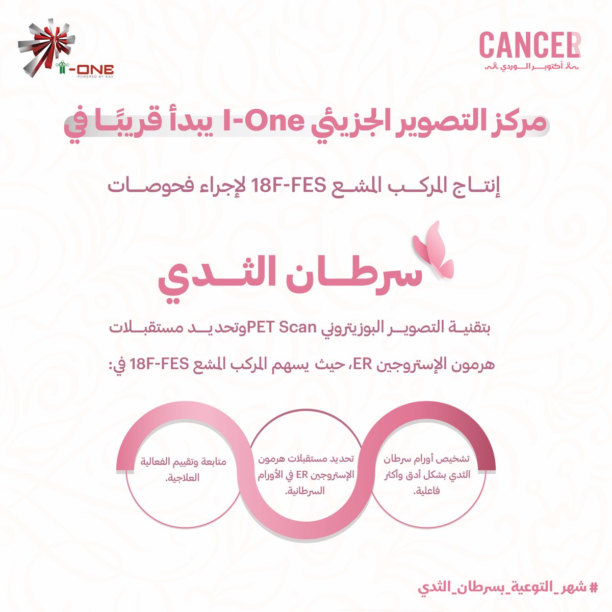 I_ONE_center's tweet photo. مركز التصوير الجزيئي I-One يبدأ قريبًا في إنتاج المركب المشع 18F-FES
#شهر_التوعية_بسرطان_الثدي 
#أكتوبر_الوردي https://t.co/ZT0BBcHKWq