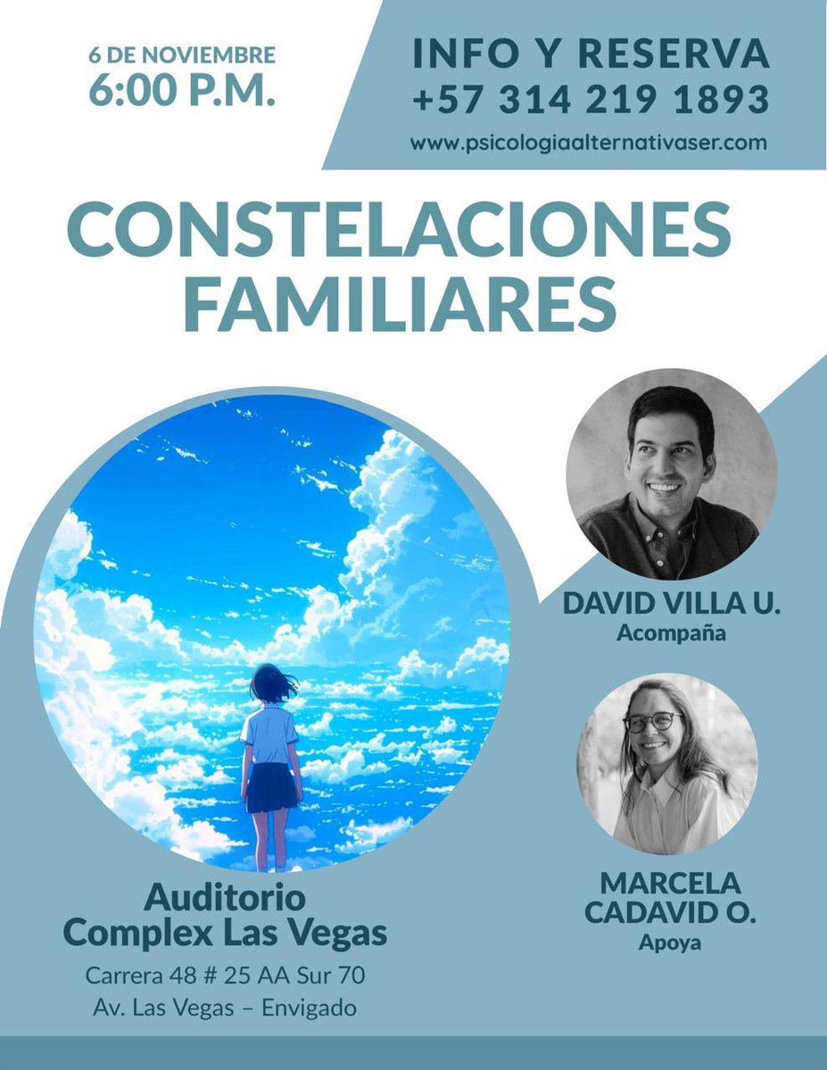 marcejw1's tweet photo. Inf. (+57) 3142191893 o https://t.co/S8fR7iozN7 y https://t.co/peHhbFmYvO
#berthellinger
#marcelacadavidpsicologa
#psicologiaalternativaser
#psicoanálisis
#terapiafamiliarsistemica
#constelacionesfamiliares
#amor
#éxito https://t.co/dexOaPdX3N