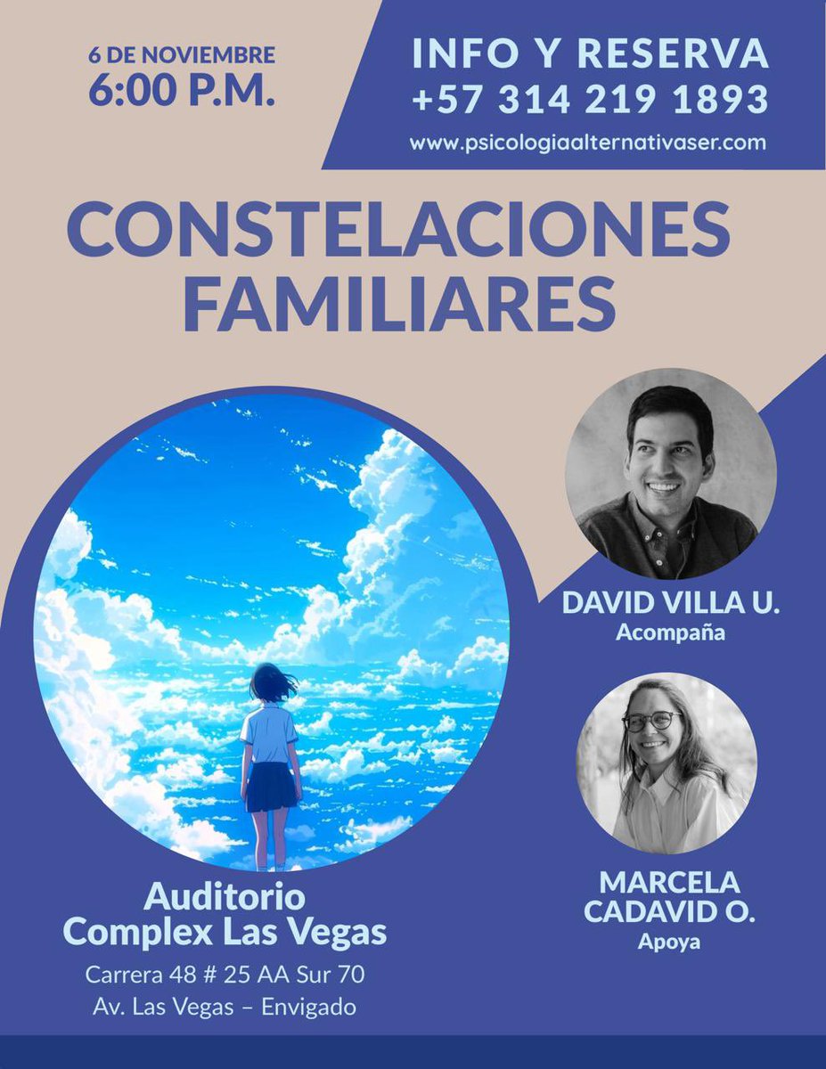 marcejw1's tweet photo. Inf. (+57) 3142191893 o https://t.co/S8fR7iozN7 y https://t.co/peHhbFmYvO
#berthellinger
#marcelacadavidpsicologa
#psicologiaalternativaser
#psicoanálisis
#terapiafamiliarsistemica
#constelacionesfamiliares
#amor
#éxito https://t.co/dexOaPdX3N