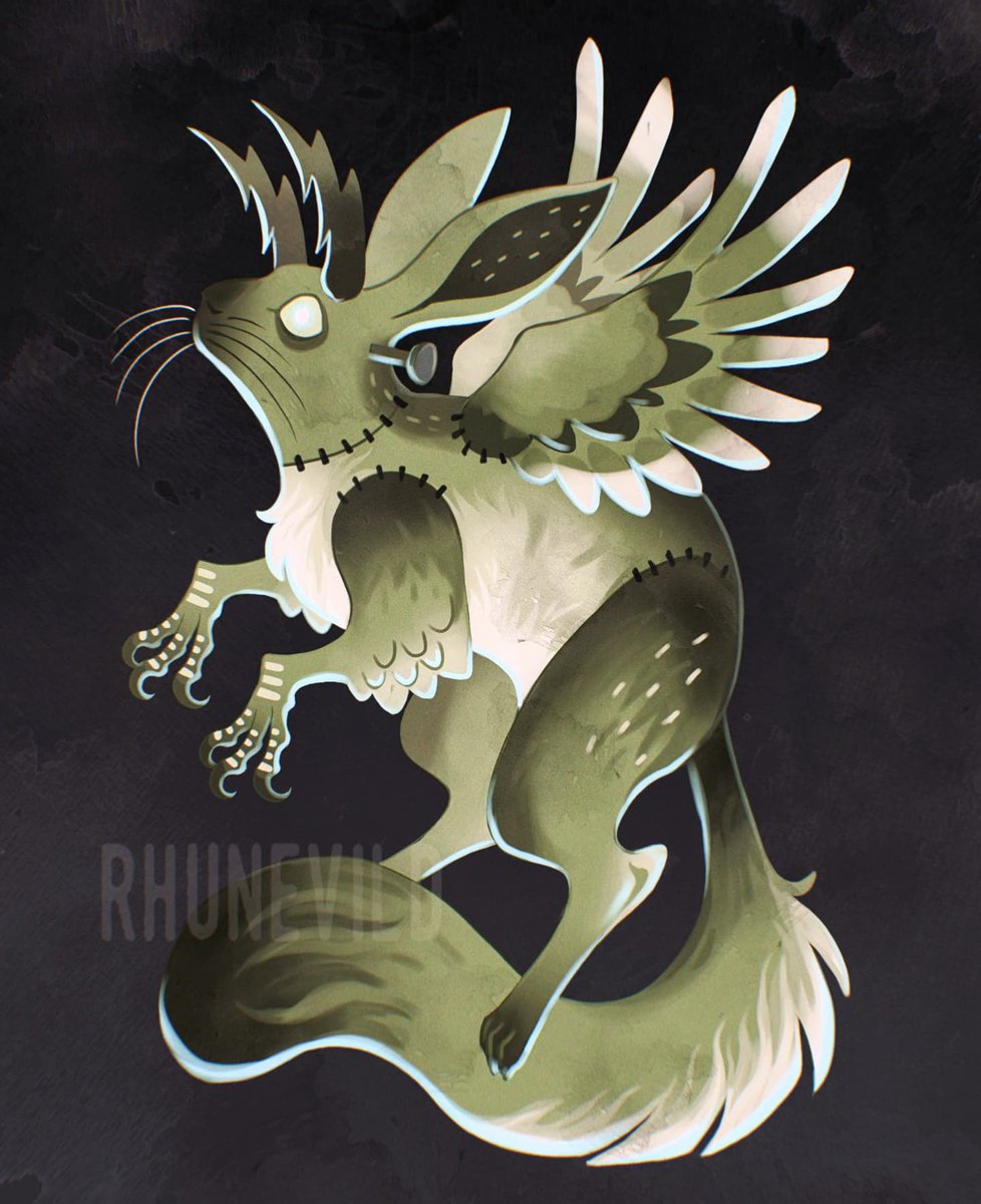 Last <a href="/drawtober/">Drawtober</a> piece, Frankenstein's Monster but a Wolpertinger. Happy #Halloween !