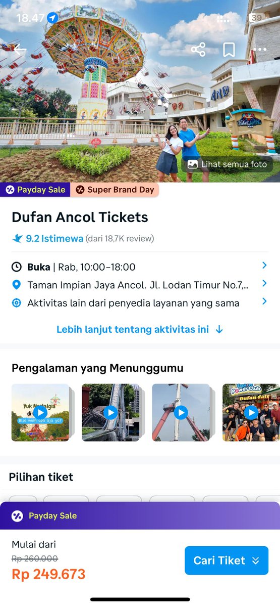 Maaakk ayok ke Ancol yok rame2. Mumpung ada Traveloka PayDay Sale diskon s.d 30% + ekstra kupon s.d. Rp1jt!! 
Mana lebih hemat lagi pake promo di jam Flash Sale jam 18.00 - 21.00 WIB. Jangan sampe kelewat promonya dari 23 - 31 Oktober 2024
#TravelokaPayDay