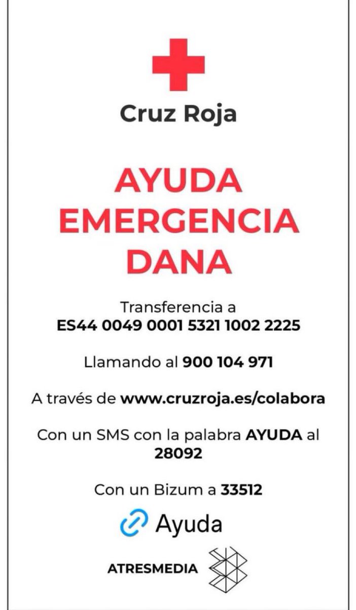 Más de 100 fallecidos a consecuencia de los efectos devastadores de la #Dana del siglo😔
La pesadilla durará mucho tiempo, con consecuencias terribles para tantas y tantas familias🫂
Ayudemos, por favor🙏🏼 
<a href="/AlejandroSanz/">Alejandro Sanz</a> 
<a href="/CruzRojaEsp/">Cruz Roja Española</a> 
#SomosFaMilia