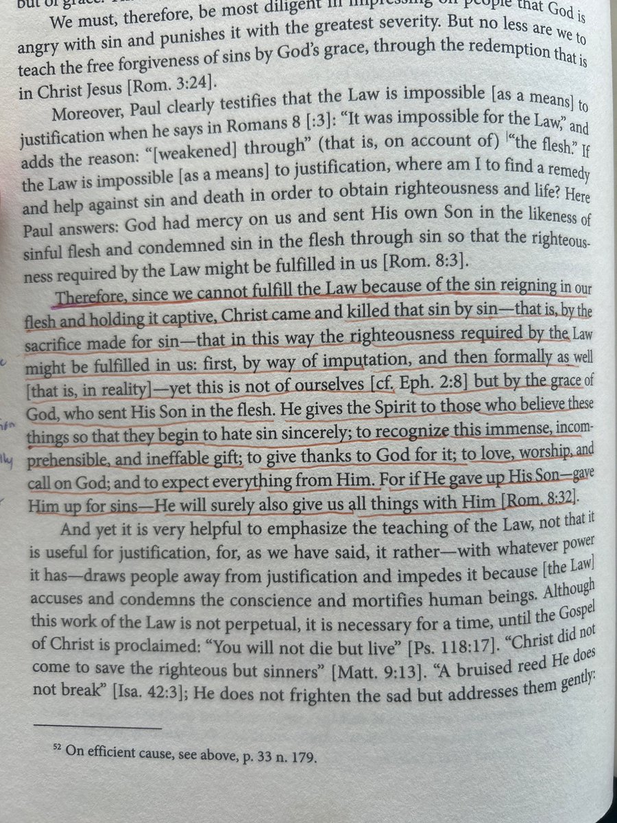 AdrielTweets's tweet photo. Luther taught that we fulfill the law perfectly in Christ via imputation, and then formally (by the Spirit) fulfill its righteous requirements imperfectly until one day (in heaven) we render perfect obedience. https://t.co/ITIARYB6uV