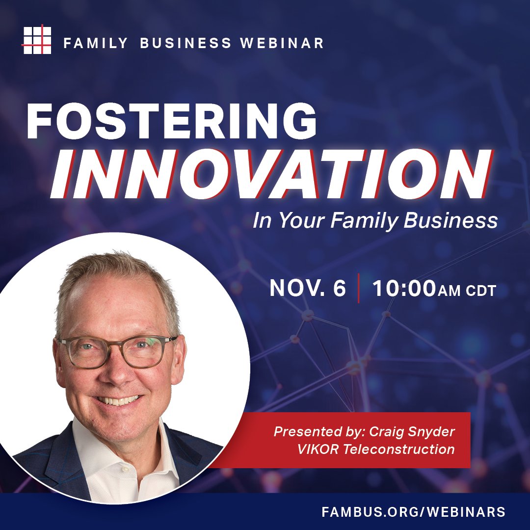 Innovation isn’t just what starts a business—it’s what sustains growth, drives relevance &amp; ensures success in an ever-changing world. But how do you keep that innovative spirit alive in your business, your team, and the next generation?

Save your seat: bit.ly/4earZGD.