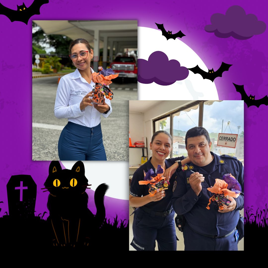 BomberosBuga's tweet photo. De parte de la Oficina de Talento Humano Bomberos Buga, celebramos a todos nuestros colaboradores en este Día de Halloween. Les entregamos un pequeño detalle, recordándoles lo importante que son para nosotros y agradeciéndoles su dedicación y compromiso diario. 🎃👻💀👨🏻‍🚒🚒❤️‍🔥 https://t.co/BGIPBgLe2B
