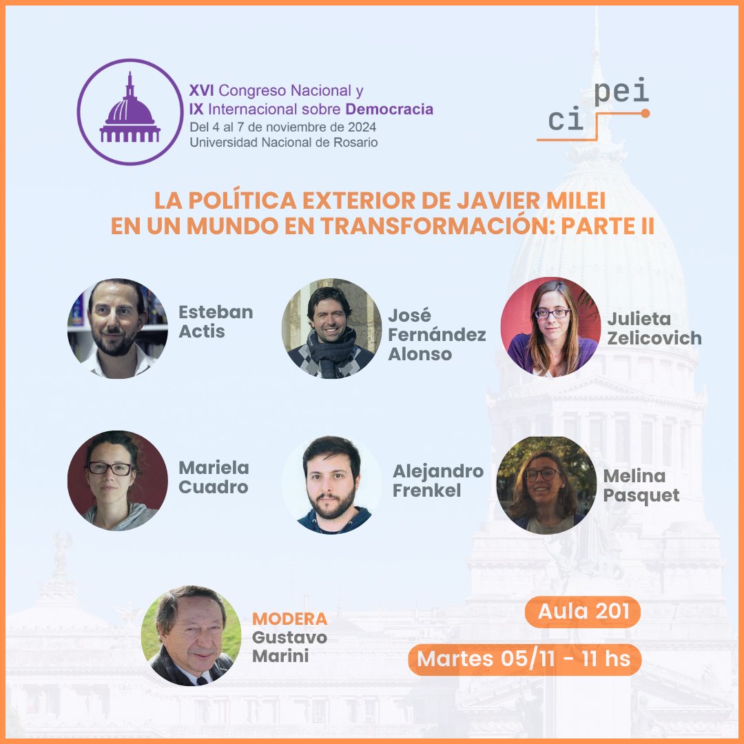 CIPEI UNR (@cipei_unr) on Twitter photo ¡Te esperamos en los próximos paneles del <a href="/cipei_unr/">CIPEI UNR</a> en el <a href="/CongDemocracia/">Congreso Sobre Democracia</a> para analizar la política exterior argentina junto a grandes especialistas!
📆 Martes 5 de noviembre desde las 9 hs
📍Aula 201 (<a href="/FCPolitUNR/">FCPolit UNR</a> , Riombamba 250bis, Rosario) ¡Te esperamos en los próximos paneles del <a href="/cipei_unr/">CIPEI UNR</a> en el <a href="/CongDemocracia/">Congreso Sobre Democracia</a> para analizar la política exterior argentina junto a grandes especialistas!
📆 Martes 5 de noviembre desde las 9 hs
📍Aula 201 (<a href="/FCPolitUNR/">FCPolit UNR</a> , Riombamba 250bis, Rosario)