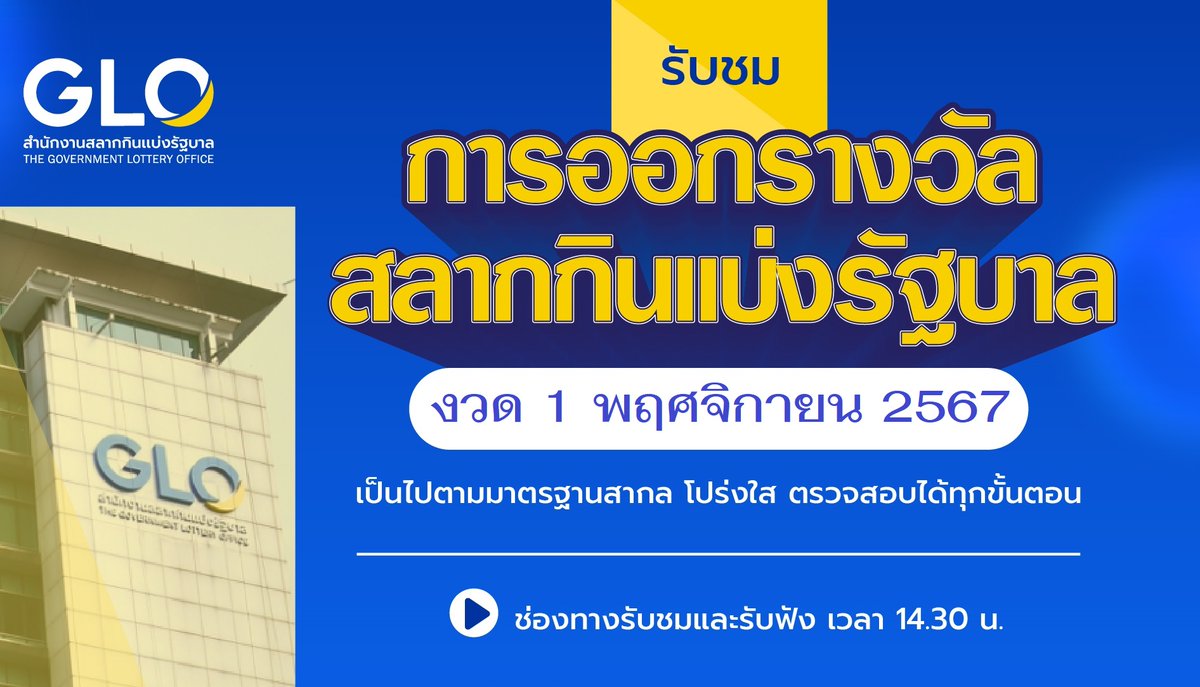 ถ่ายทอดสดหวย รายงานหวยออกสดล่าสุด ตรวจหวย ผลสลาก tweet media
