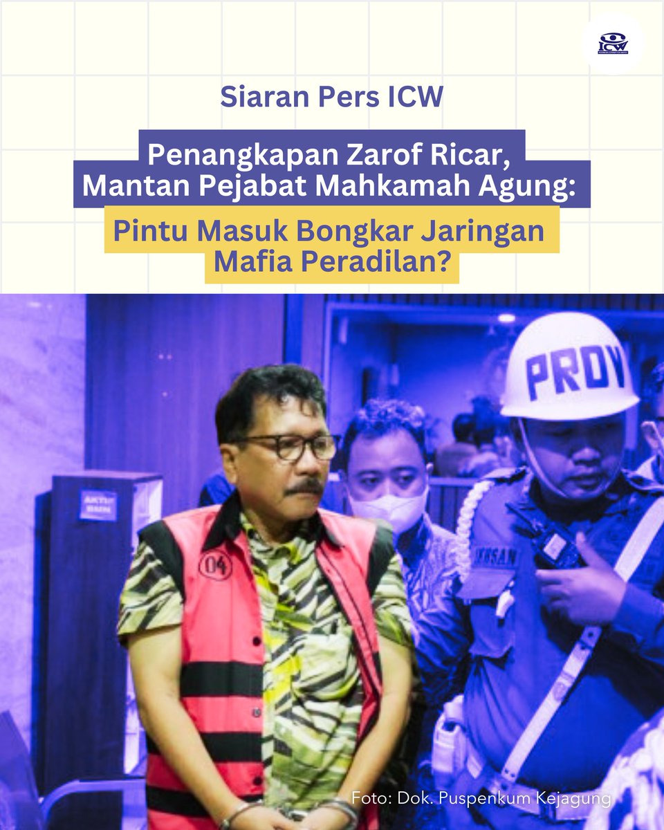 antikorupsi's tweet image. (1/2)

RUSAK! Belum lama ini ada sejumlah Hakim dan mantan penjabat MA ditangkap atas dugaan korupsi. 😤🤬

Publik kembali dikejutkan dengan penangkapan mantan pejabat Mahkamah Agung, Zarof Ricar, &amp;amp; temuan ratusan miliar uang tunai serta puluhan KG emas di kediamannya. 

Lanjut..
