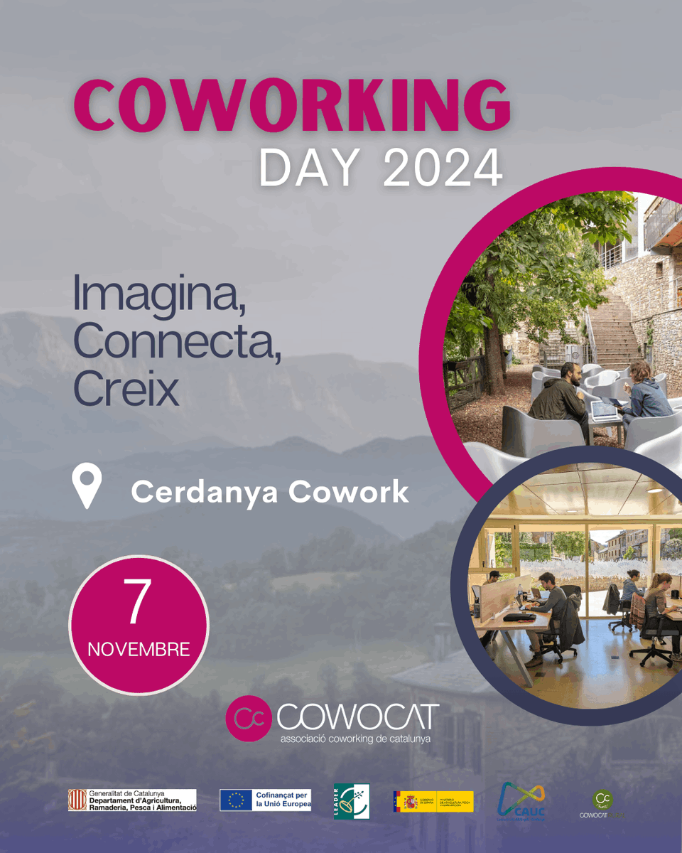 📅 El 7 de novembre arriba el Coworking Day a <a href="/Cerdanyacowork/">Cerdanyacoworking</a>, organitzat per <a href="/Cowocat/">Cowocat</a> i amb la participació de <a href="/cowocatrural/">Cowocat_Rural</a>.
🧩 Una jornada per aprendre, compartir i créixer junts en aquest concepte que enforteix noves formes de treballar.
✅Info cowocat.cat/5a-edicio-del-…