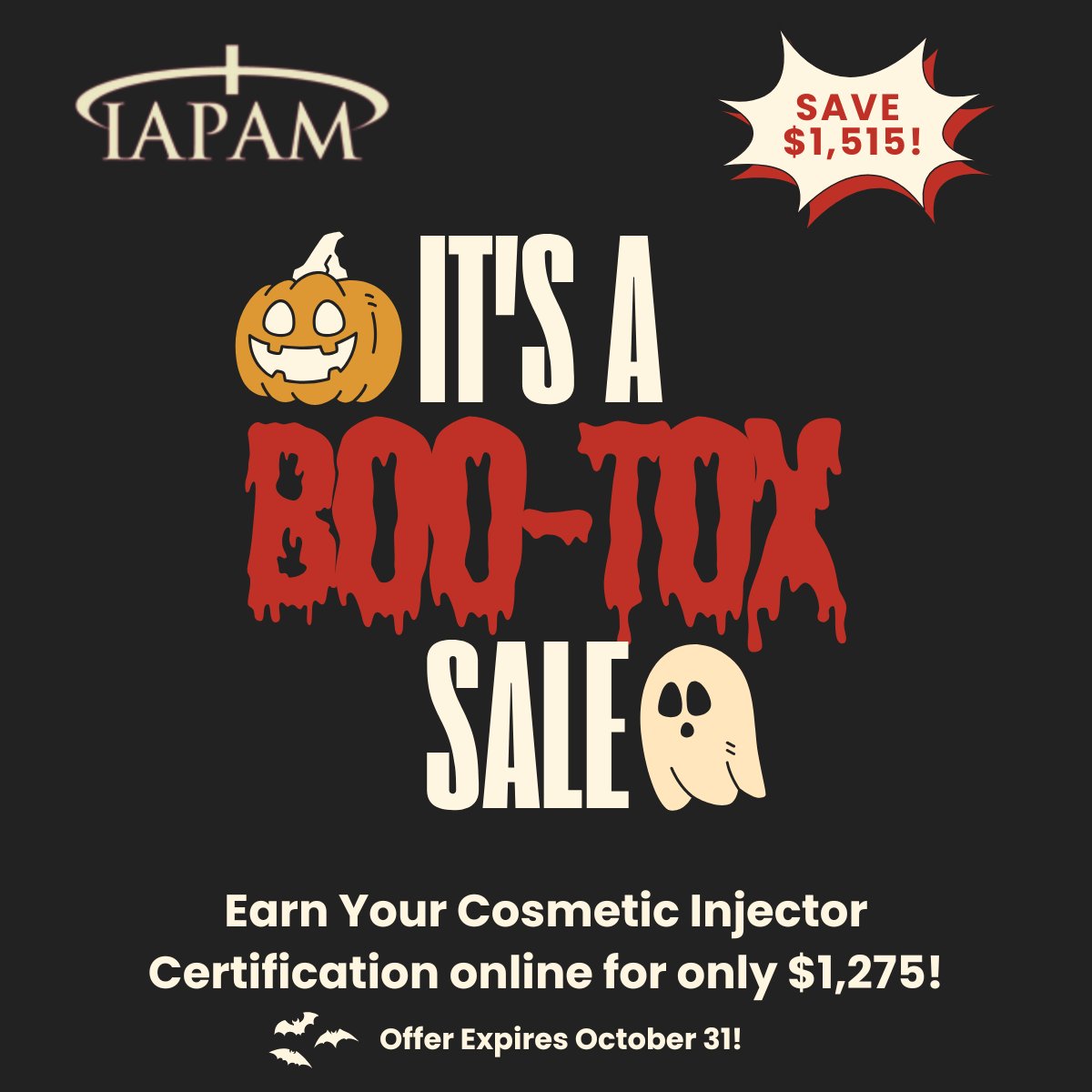 IAPAM's tweet image. ⏳ Last Chance to Snag Our Spook-tacular Deal! ⏳

This Halloween flash sale vanishes at midnight! 🎃 Don’t ghost your dreams—save on our Cosmetic Injector Certification + get FREE access to “PRP for Aesthetics” ($595 value)!

iapam.com/botox-hallowee…

#BooTox #HalloweenInjectors