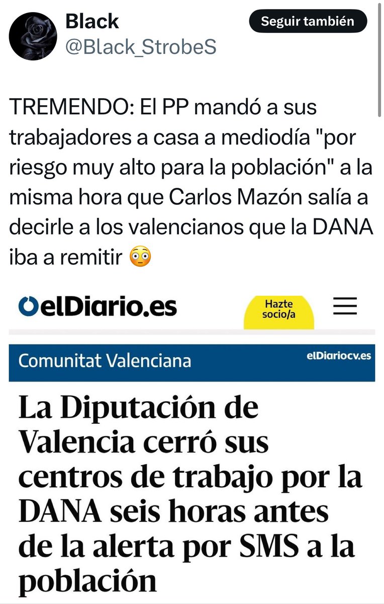 Ni el peor de los casos me podía imaginar esto.
Mazón mandó a su gente a casa, seis horas antes del mensaje de alarma.

Esta gente tiene que acabar en la cárcel.
Ya no vale la dimisión