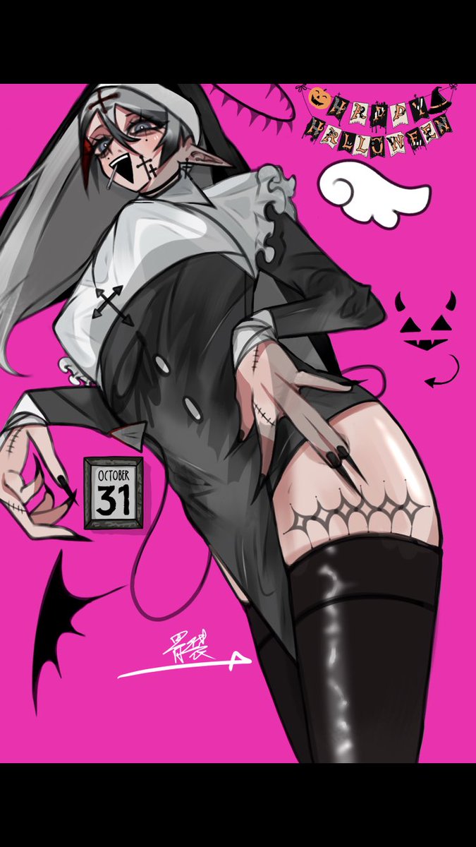 Ivukuro__mk's tweet photo. はっぴーはろうぃーん！！！👻🎃💀
 #ハロウィン #ハロウィンイラスト 
 #ハロウィンコス https://t.co/0DoGGbW0MF