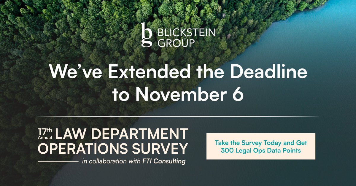 Deadline Extended to Nov 6! Get insights from the Annual LDO Survey—300+ benchmarking data points, exclusive networking, and strategic insights to drive legal ops forward. Help shape the future of legal operations. Take the survey today!

ldosurvey.com 

#LegalOps
