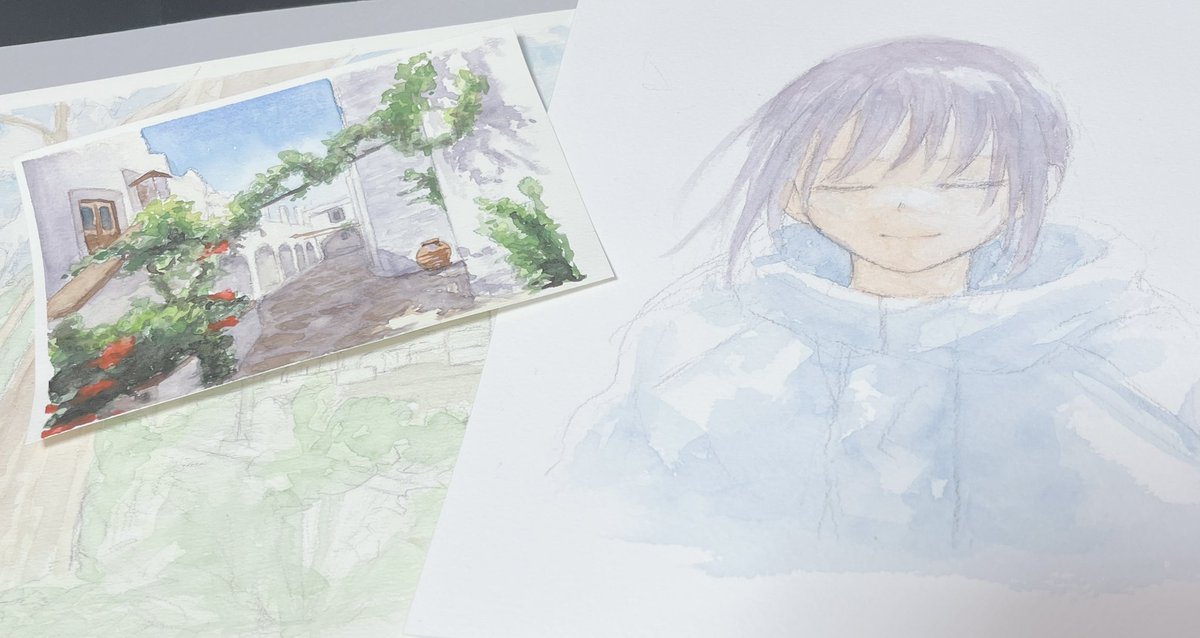 #今月描いた絵を晒そう
あんまりちゃんとした絵描けてないんだけど 水彩の練習とかしてました 