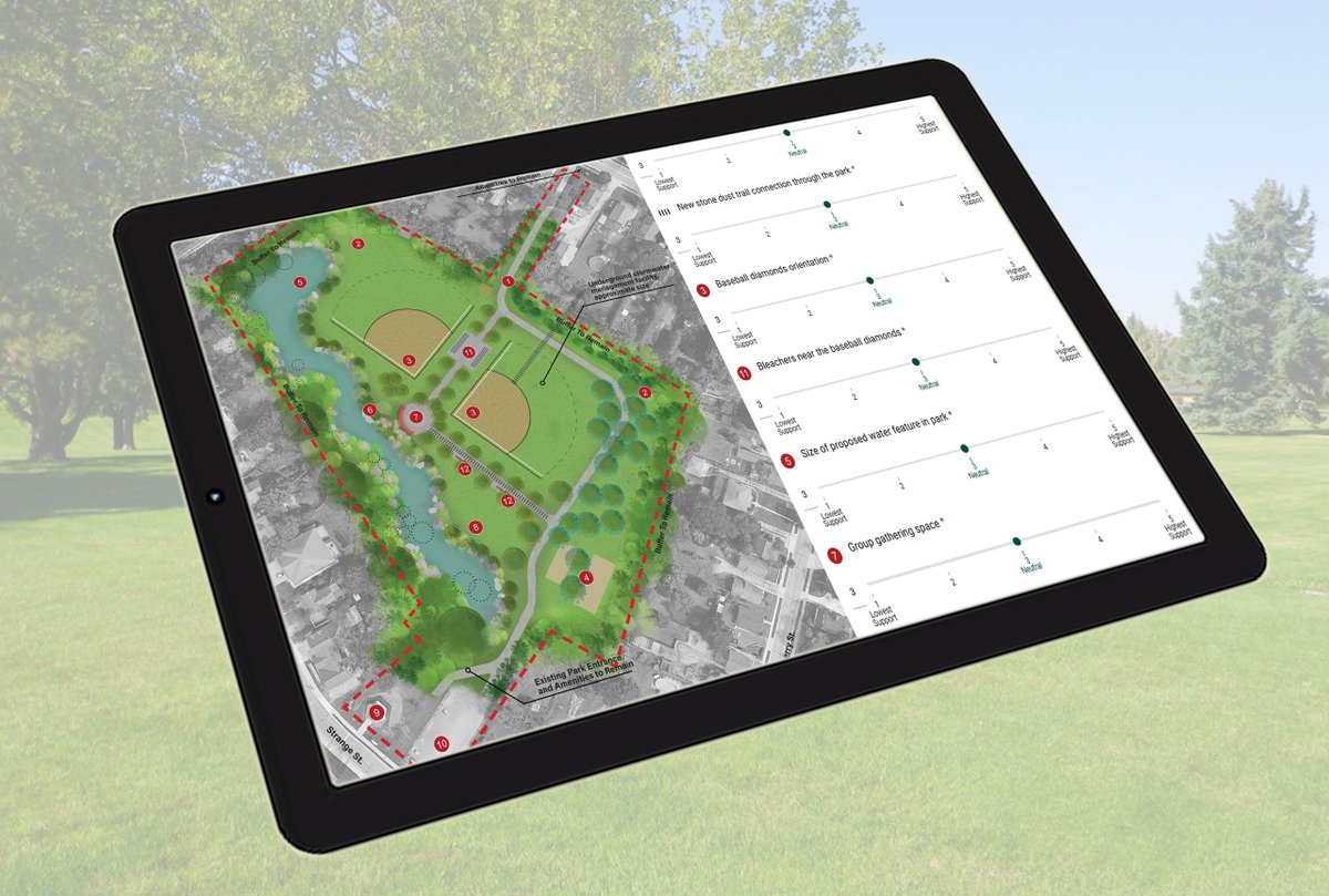 Civicplan is assisting with the reimaging of multiple parks in the KW area in response to changing needs resulting from climate change &amp; stormwater management. Interactive engagement tools &amp; participatory design are bringing residents into the process to redesign these spaces.📲