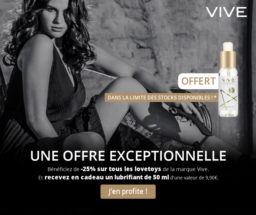Profitez de -25% sur tous les lovetoys de la marque Vive et recevez en cadeau un lubrifiant 50 ml (valeur 9,90€) pour des moments encore plus intenses ! Offre valable jusqu'à épuisement des stocks.
ruedesplaisirs.com/catalogue/vive…