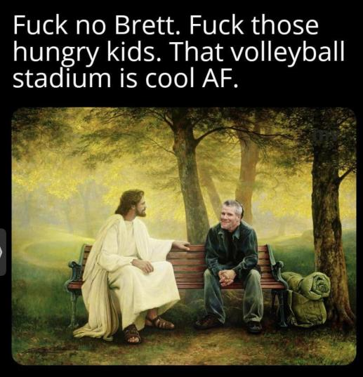 smc429's tweet photo. Aw, how nice! Brett Favre who sent dick pics and stole millions in welfare money has endorsed Donald Trump.🥴 https://t.co/VUakZ6iCNX