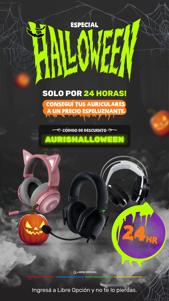 HOY ES HALLOWEEN Y TENEMOS UN DESCUENTO PARA VOS!

USÁ EL CÓDIGO DE DESCUENTO
AURISHALLOWEEN

Y OBTENÉ UN 10%OFF EN AURICULARES SIN TOPE.
TE ESPERAMOS EN NUESTRA WEB :)