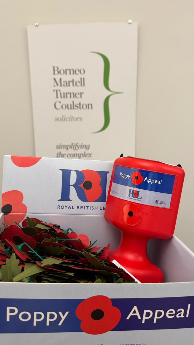 The Royal British Legion has been supporting Service men and women, ex-serving personnel and their families since 1921 and we are proud to be supporting this year's Poppy Appeal.  Please feel free to pick up your poppy this year at our Northampton office.